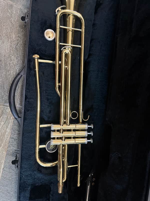 Valve trombone, with case and mouthpiece image 1