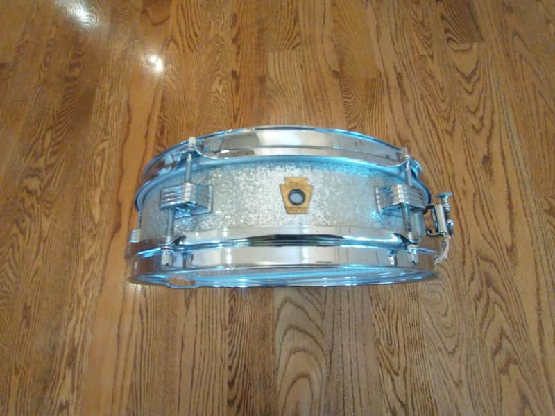 Ludwig Rare vintage 1962 jazz combo snare drum silver sparkle brass hoops mint condition! image 1