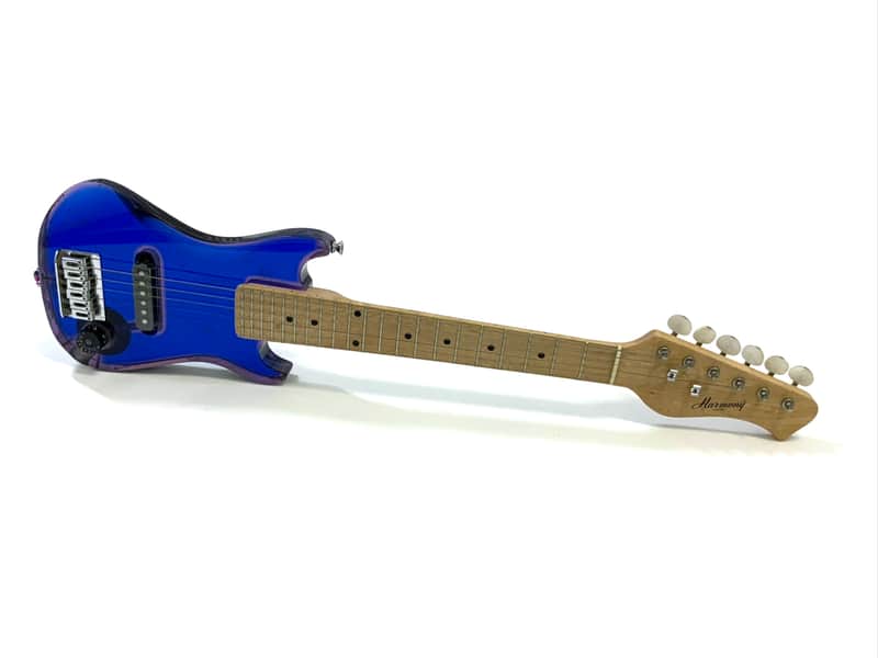 Vintage 1970’s/80’s Harmony Iridescent Acrylic Blue Lucite Mini Electric Travel Guitar *Rare image 1