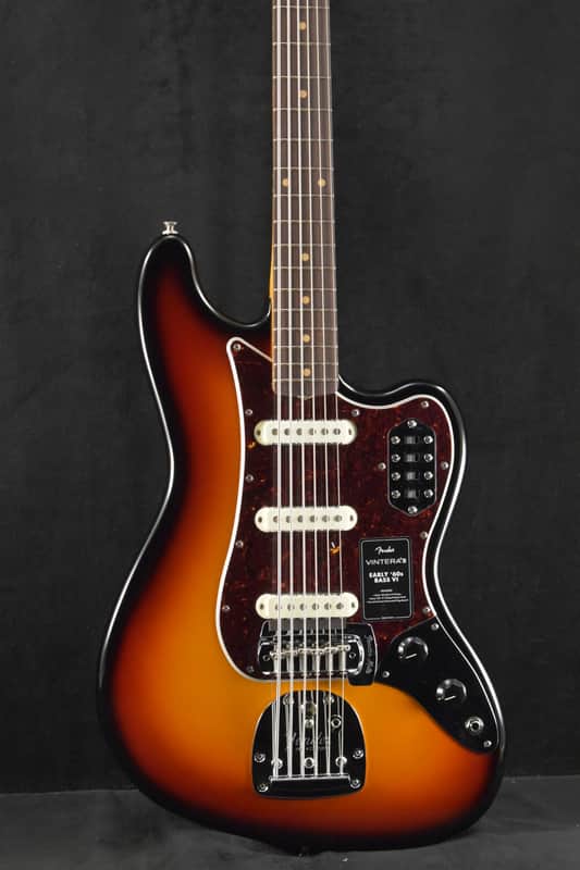 Mint Fender Vintera III Early '60s Bass VI 3-Color Sunburst Rosewood Fingerboard