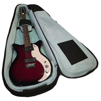 Cumberland Guitars - Embroidered Deluxe Teardrop Electric Guitar Case - Black / Mint Green image 5