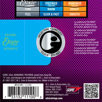 Elixir 11100 Polyweb 80/20 Bronze Medium Acoustic Guitar Strings (13-56) image 2