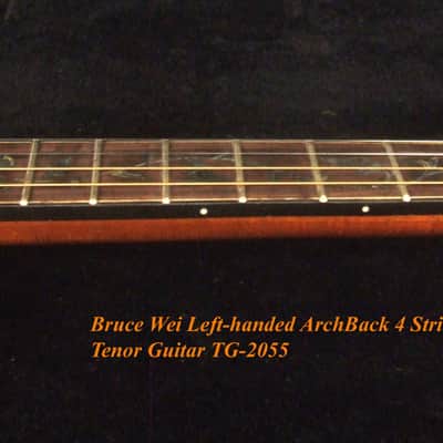 Handcrafted Left-handed 4 String Tenor Guitar, Solid Hawaiian Koa, Acacia ARCH-BACK Cutaway , Vine Inlay, Soft-bag, Bruce Wei TG-2055 image 9
