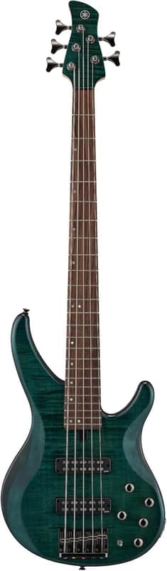 Yamaha TRBX605 5-String Flamed Maple Bass Guitar, Indigo Blue image 1