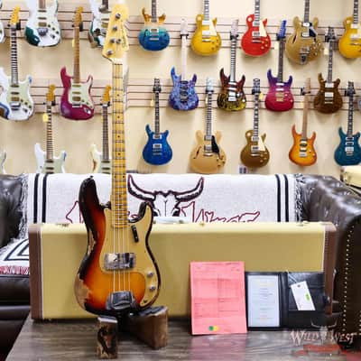 Fender Custom Shop Limited Edition 1958 P-Jazz Bass Precision Bass Body with Jazz Bass Neck Heavy Relic 3 Tone Sunburst 8.50 lbs image 6