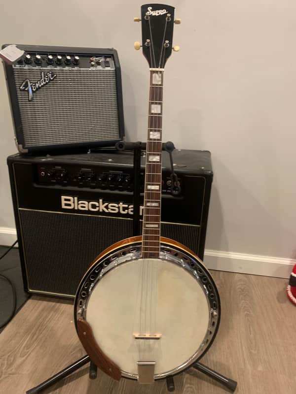 Vintage 1960's-70s Supro 19 Fret Resonator Tenor Banjo image 1