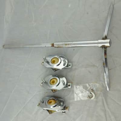Fibes Uniball Tom Mount Holders WIth Double Tom Bass Drum Mount 1970s - Chrome image 4