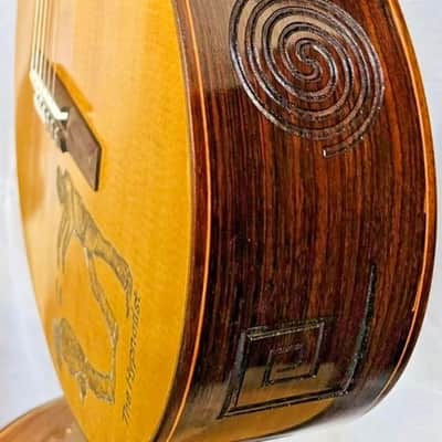 Classical Nylon String Guitar Handmade by Blueberry, 6 String Hypnosis Motif Guitar,Custom Handcrafted Wooden Guitar, Nylon String image 9
