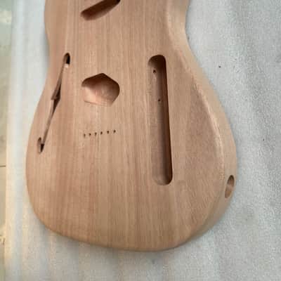 Mahogany Wood Telecaster Teler Style Guitar Body, F Hole Routing, String Through Bridge image 2