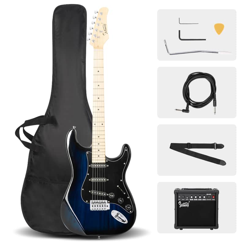 Glarry GST Electric Guitar Blue w/ 20W Amplifier image 1