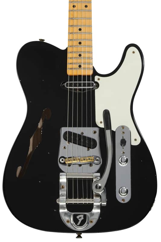 Fender Custom Shop Postmodern Telecaster Thinline Journeyman Relic Semi-hollowbody Electric Guitar - Aged Black image 1