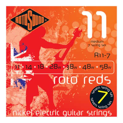 Rotosound R11-7 Roto Reds Nickel Coated Steel 7-String Electric Guitar Strings - Medium (11 - 58)
