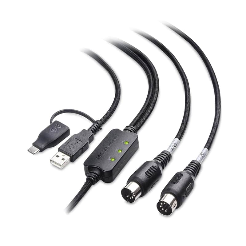 MIDI to USB Cable 6.6 ft / 2m (USB MIDI Cable, MIDI to USB C Cable) in Black image 1