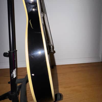 1997 Epiphone Rivoli Bass – Ebony Black Semi-Hollow, Cream Binding, Excellent Condition + Custom Strap & New Case image 14