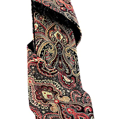 Gold Copper Black Handmade Guitar Strap Ornate India Paisley Satin Brocade image 2