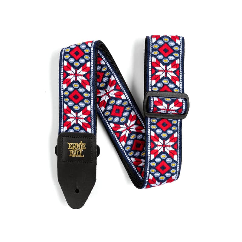 ERNIE BALL Jacquard Hootenanny nylon Guitar STRAP new red and blue P04639 image 1