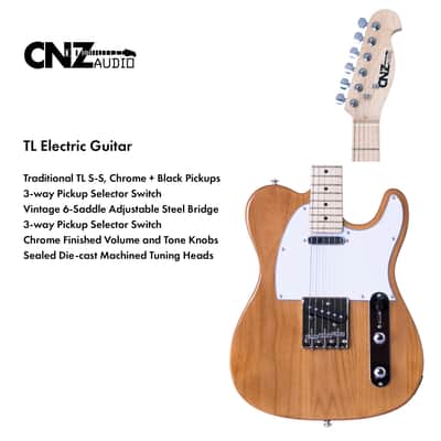 CNZ Audio TL Electric Guitar - Maple Fingerboard & Neck, Transparent Midnight Blue image 5