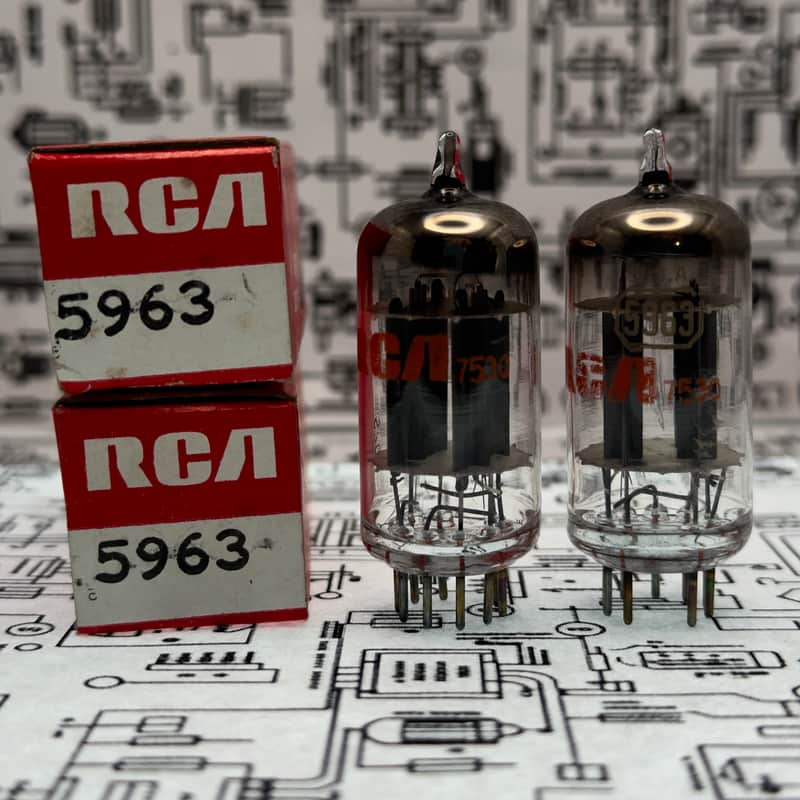 RCA 5963 12AU 7 Black Plate Matched Pair - NOS Vintage Vacuum Tubes - Industrial 12AU7 ECC82 Equivalent - Made in USA image 1