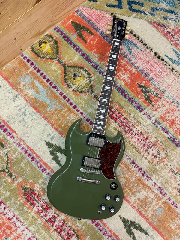 Gibson CME Exclusive SG Standard with T-Type Pickups, Tortoise Pickguard 2018 - Olive Drab image 1