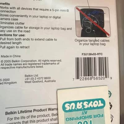 BELKIN 5 pin mini-B retractable USB 2.0 USB Cable image 4