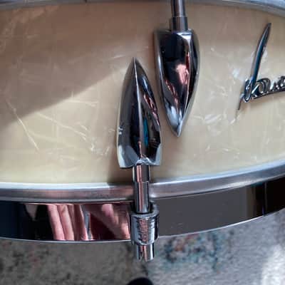 Vintage 1956 Sonor 12" Tonika Script Teardrop pearl pearloid white Snare drum Jazz fusion image 2