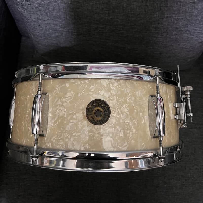 1950s/60s Gretsch Dixieland snare drum in WMP White Marine Pearl