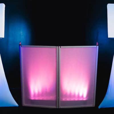 (2) Rockville White 8" PA DJ Speaker Covers+Scrims+Stands+Lights+Event Facade image 1