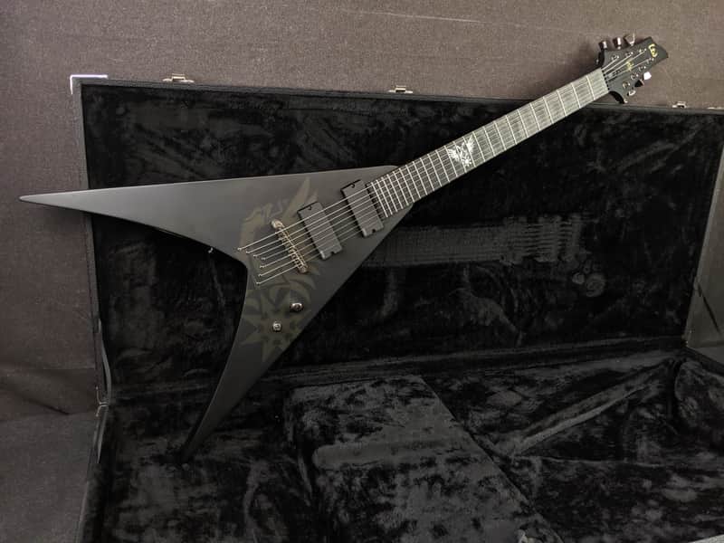 LTD Hex-7 Nergal Signature 7-String Electric Guitar Matte Black w/ Flying V Case image 1