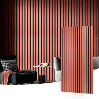 8-Pack Cherry Wood Slat Acoustic Panels – 47.2" x 23.6" Fluted Studio Wall & Ceiling Sound Treatment image 1