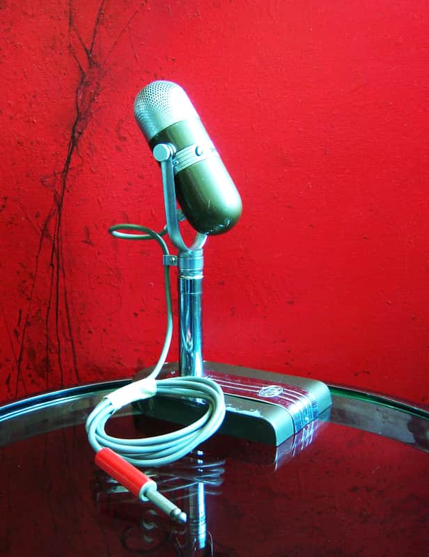 Vintage 1960's Aiwa DM-17 dynamic omni-directional microphone High Z w cable & stand Lafayette Calrad Olson image 1