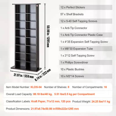 OEM Media Storage Cabinet 8 Layers 2024 - Black Espresso Music Studio Furniture image 4