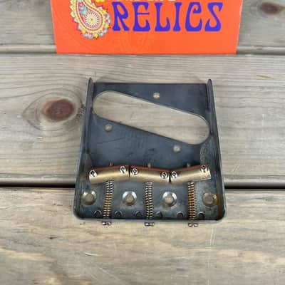 Real Life Relics  Aged Nickel Vintage Telecaster® Bridge with Aged Brass Compensated Slant Saddles   [D6] image 1
