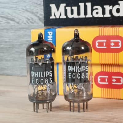 Perfect 1973 NOS NIB MULLARD Blackburn ecc83 12AX7 matched pair CLOSE CODE  UK EXTRA STRONG  Philips label, I63 model, best preamp tube, Orange Hiwatt Marshall image 1
