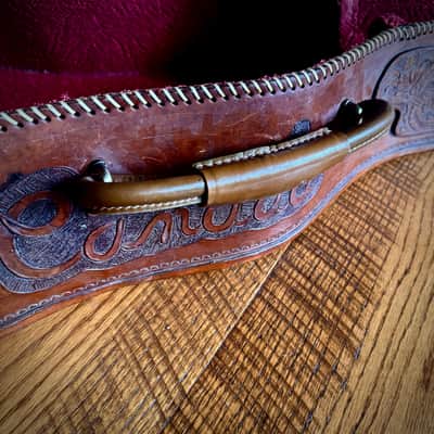 1950’s Western Motif Hand Tooled Custom Leather Dreadnaught Guitar Case image 10