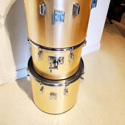 VTG 1970 PEARL 16"x16" Gold Satin "Phenolic" Floor Tom Drum  - Gorgeous Clean A+ image 22