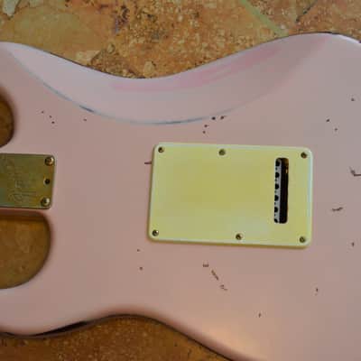 American Fender Stratocaster Standard Shell Pink Over Candy Apple CS Fat 50's image 16