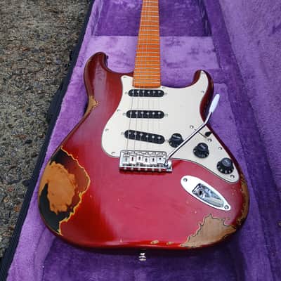 Custom Strat Candy Apple Red Rocker Relic Finish image 5
