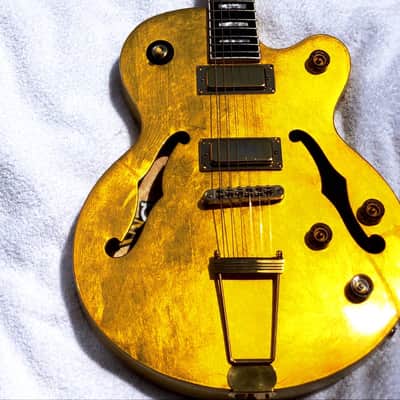 24k Gold Semi hollow electric guitar image 1