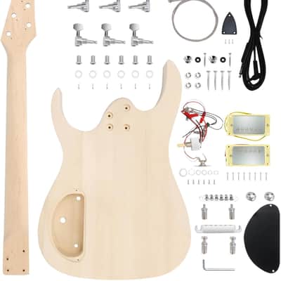 DIY Electric Guitar Kit Beginner Kit 6 String Right Handed with Flamed Maple Veneer Top Basswood Body Hard Maple Neck Rosewood Fingerboard Chrome Hardware image 2