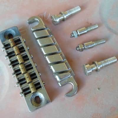 Ibanez Iceman Bridge / Tailpiece/ Studs/ & Posts Complete Assembly Quik Change 1981 Nickle image 2