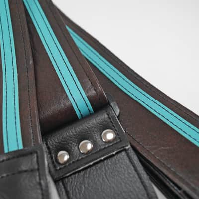 Couch Brown with Aqua Vinyl Racer X Guitar Strap image 2