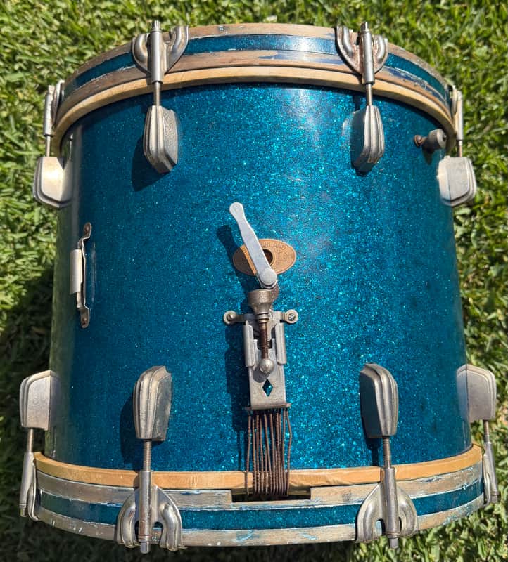 Slingerland Radio King 12x15” Snare Drum / Marching Snare Drum 1950’s - Blue Sparkle