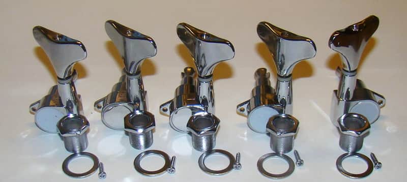 Contemporary Style Mini Button Bass Tuners Chrome Finish image 1