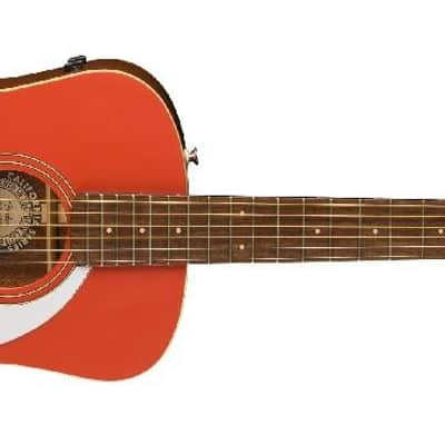 Fender Malibu Player Acoustic Electric Guitar Fiesta Red image 4