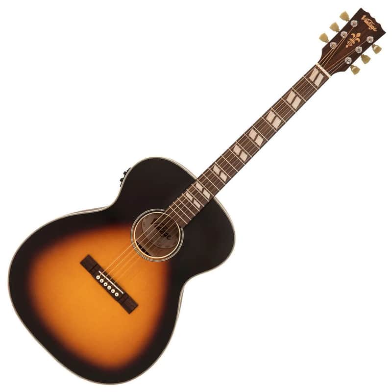 Vintage Historic Series 'Orchestra' Electro-Acoustic Guitar ~ Vintage Sunburst VE160VSB image 1