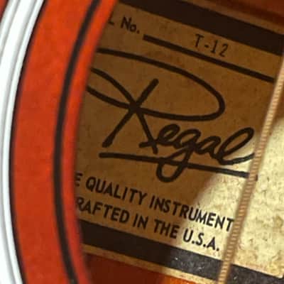 Regal T-12 USA Made 1950's / 1960's  Vintage acoustic Clean!  Red Rubine Sunburst image 15