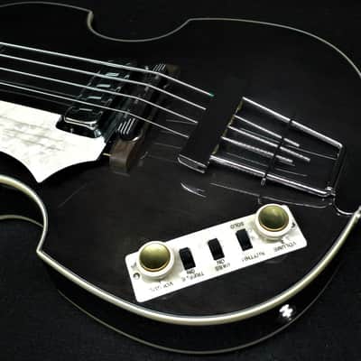 Hofner HCT500/1L-BK Left Handed Custom Conversion Beatle Bass Toaster Pickops & Tea Cups Trans Black image 5