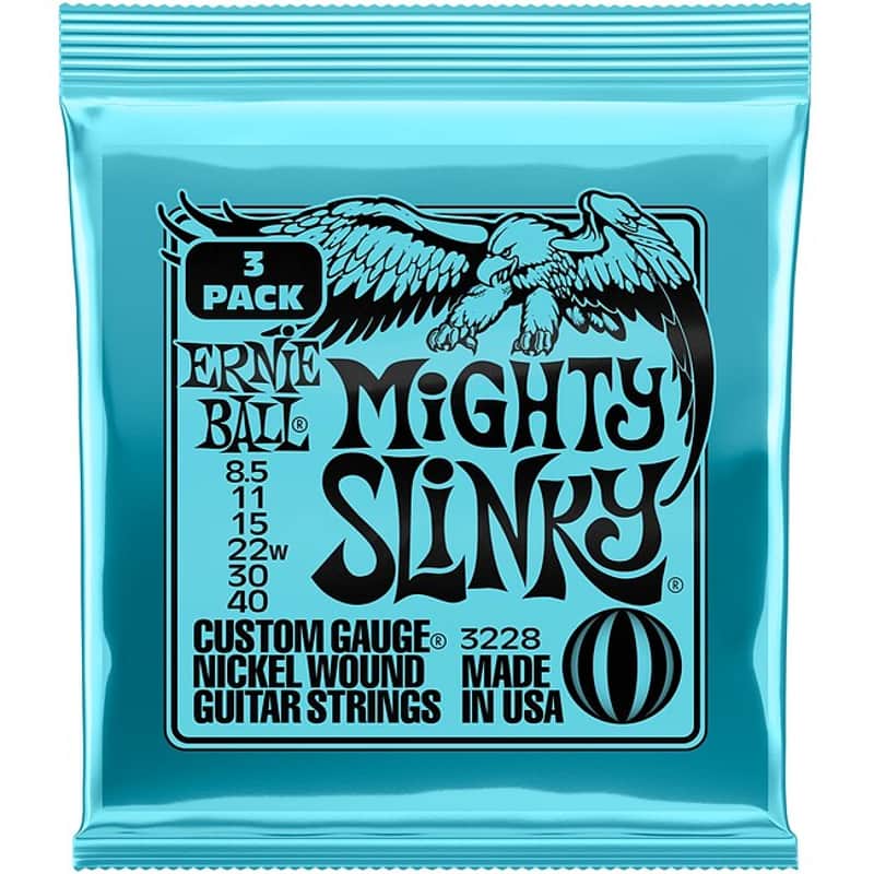 ERNIE BALL 3228 3D Mighty Slinky 0085-040 3D Pack Nickel plated Steel. Saiten für E-Gitarre (3Sätze) image 1