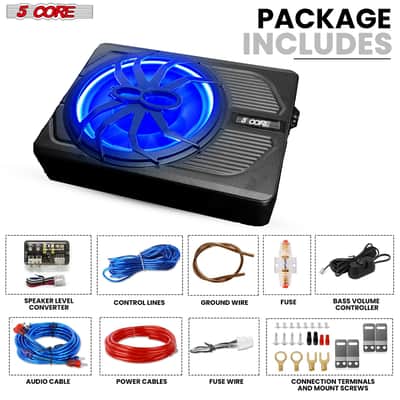 5Core 10 inch Slim Under Seat Car Audio Subwoofer 800W Built in Amplifier Sub Woofer LED Light image 8