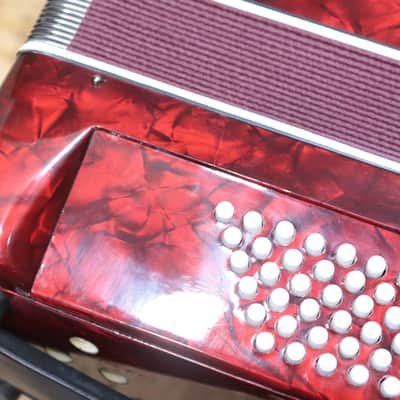 Milan Accordion 72-Bass 34-Key 5-Treble Switch Red Piano Accordion w/Case image 12